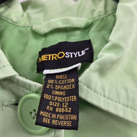 Metrostyle Green Big Buttons Long-Sleeved Jacket Size 12 - Picture 6 of 8